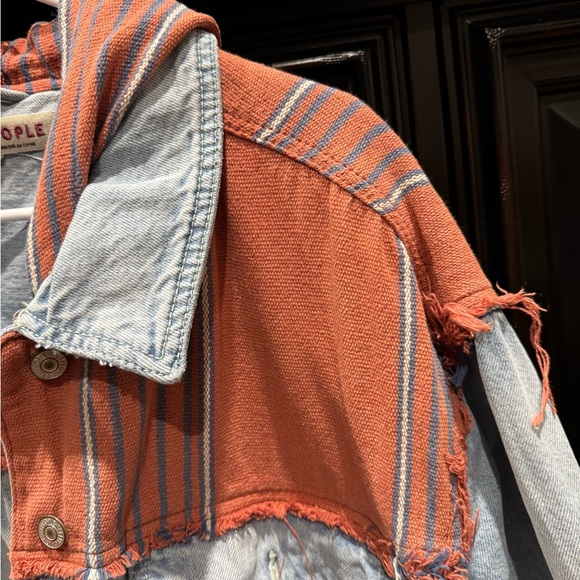 Free People Baja Mixed Media Hooded denim Jacket - Picture 5 of 11